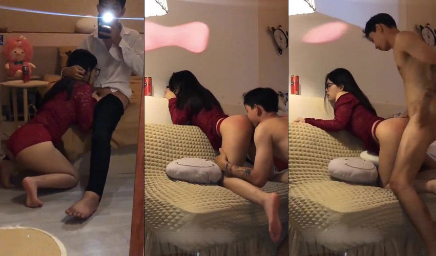 sex ninja Em sinh viên kính cận váy đỏ đưa em đi chươi mà anh vét đỏ mông em